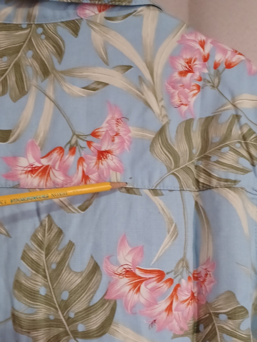 Vintage Caribbean Joe Women's Plus 2X Tropical Hawaiian Shirt Pastel Blue Pink - Picture 12 of 14